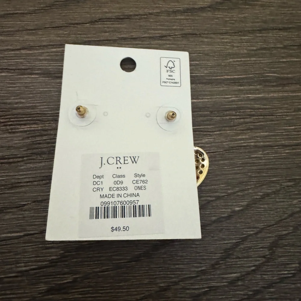 NWT J Crew Pave Heart Statement Earrings 💕